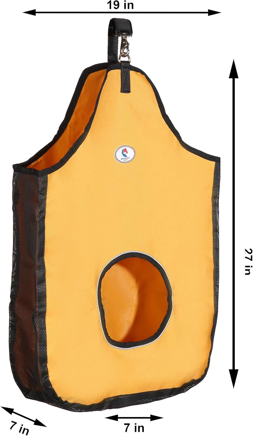 Majestic Ally 1200 D Hay Feeder Tote Bag for Horses, Sheep with Reflective Trim- Reduces Waste - Comes with 36” Hay Net. (Red)