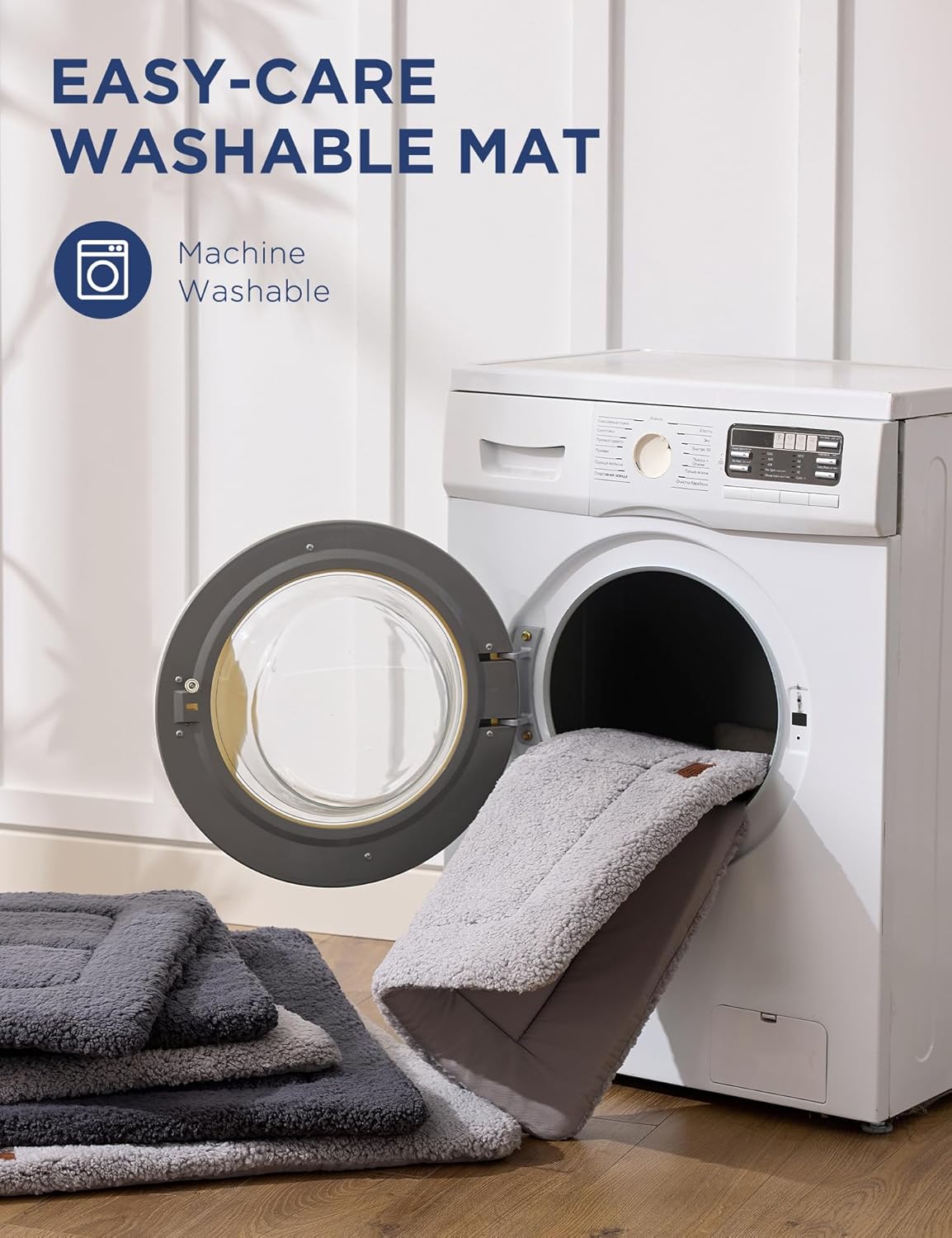 Joydeco Low Profile Dog Crate Mat Reversible Bed Pad, Washable Dog Pad Mat with Ultra Soft Fleece, Compact Design Kennel Beds Mats for Extra Large Medium Small Pets, 44" x 32" Dark Gray