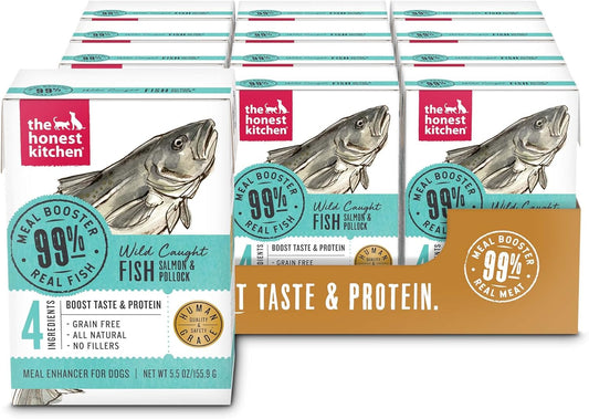 The Honest Kitchen Human Grade Grain Free Meal Booster: 99% Salmon & Pollock (12 pack), 5.5 oz