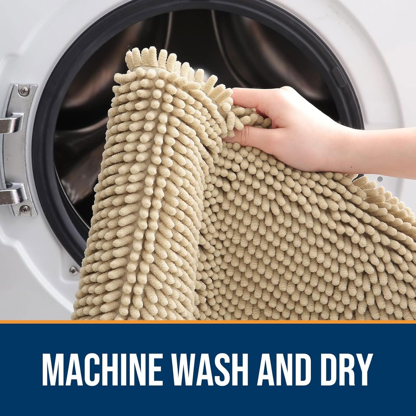 OLANLY Dog Door Mat for Muddy Paws 54x32, Absorbs Moisture and Dirt, Absorbent Non-Slip Washable Doormat, Quick Dry Chenille Mud Mat for Dogs, Entry Indoor Entryway Carpet for Inside Floor, Beige