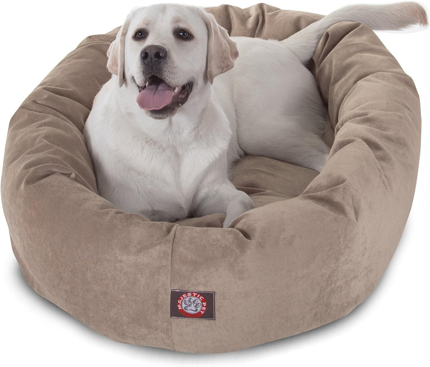 Majestic Pet Villa 40 Inch Shredded Memory Foam Dog Bed for Large Sized Dogs 40x29x9 Inch–Orthopedic Dog Bed with Removable Washable Cover-Washable Large Pet Bed with Head Support-Pearl