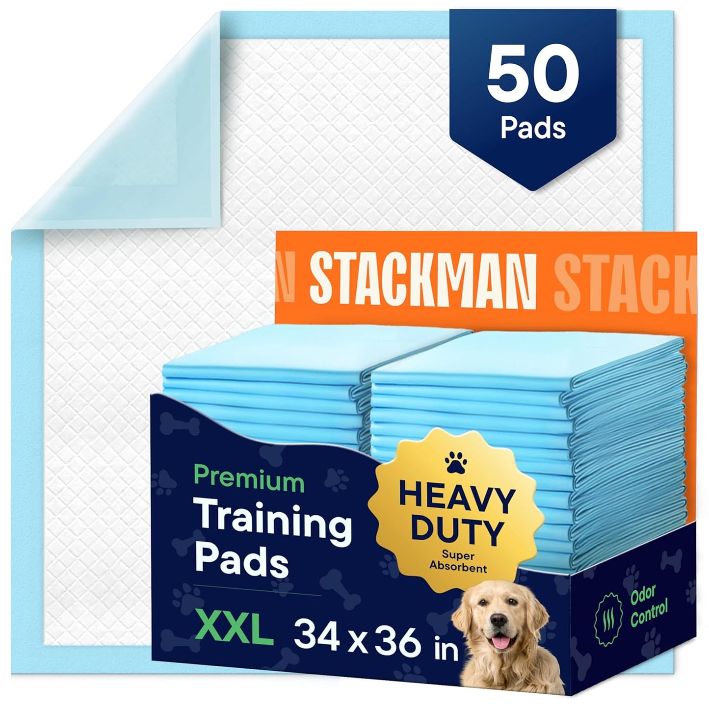 Dog Pads Large Pet Pee Pads for Dogs & Puppy Training 34" x 36" Potty Pads for Dogs [50-COUNT] Leak-Proof Dog and Puppy Pads - Quick-Dry Surface - Heavy Duty Absorbent Disposable Dog Wee Pad Bulk Pack