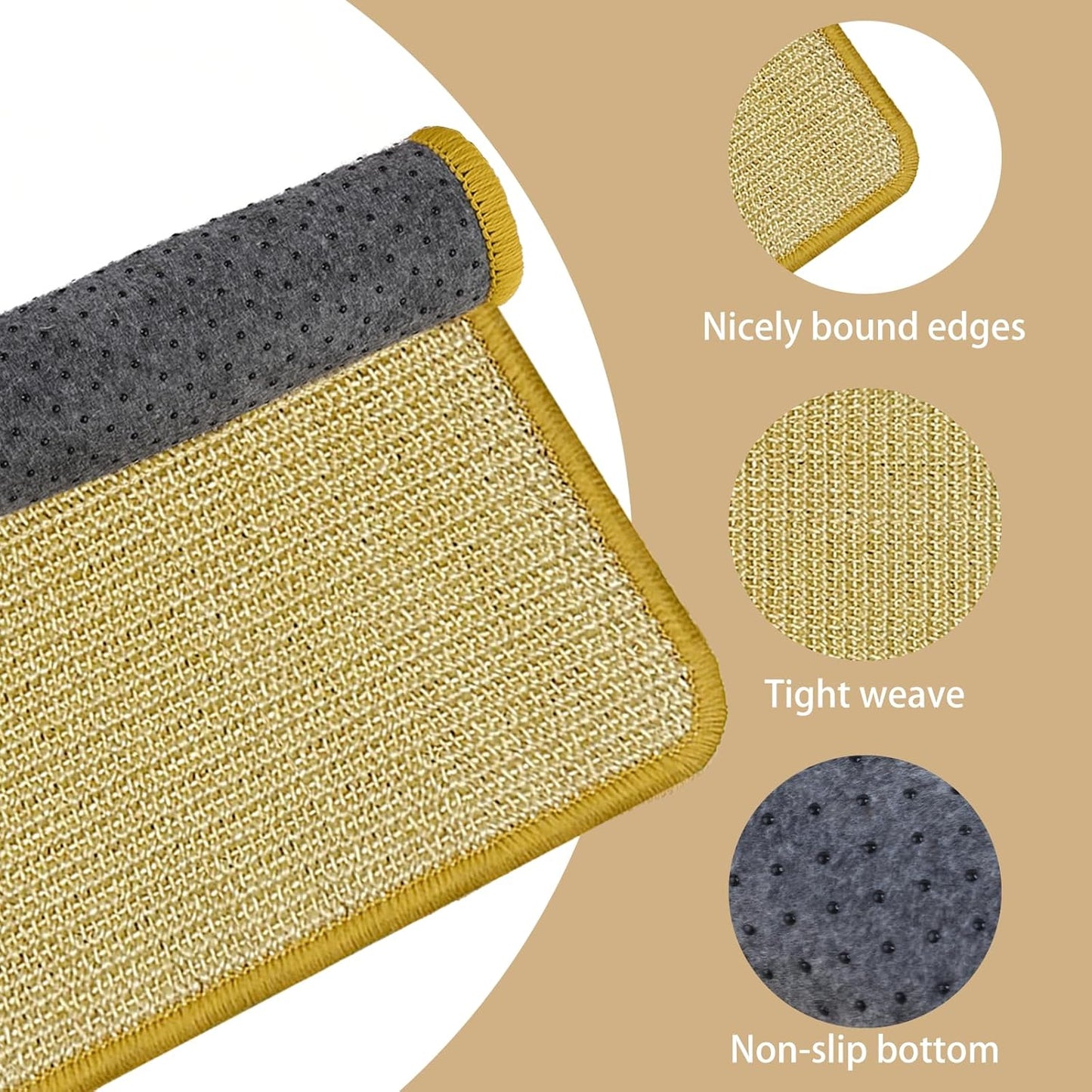 DYAUS Rabbit Scratching Pad, Sisal Bunny Scratch Pad, Natural Rabbit Foraging Mats for Cages, Indoor Bunny Toys Accessories for Bedding Biting Sleeping Resting (2PCS, 16x12in)