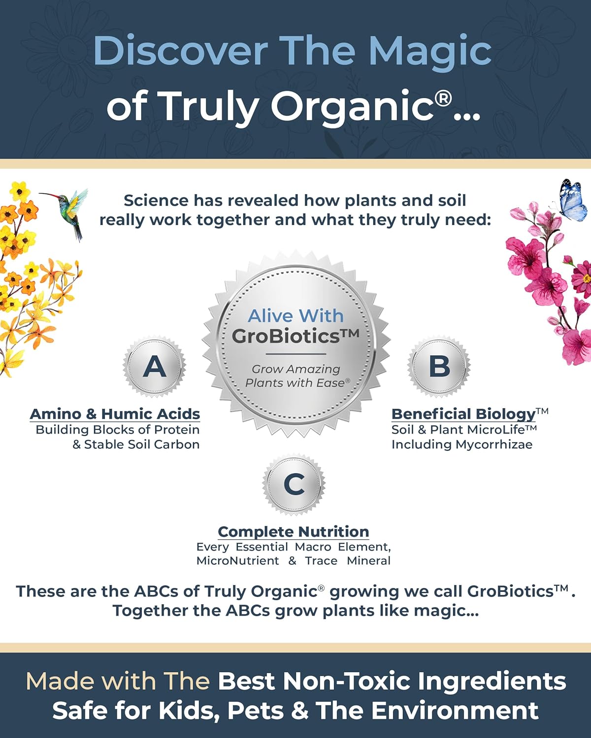 Organic Plant Magic - Truly Organic™ Fast-Acting Soluble Plant Food: All-Purpose Fertilizer Concentrate for All Flower Vegetable Herb Fruit Tree Shrub Container Garden & House Plants [One 1 lb Bag]