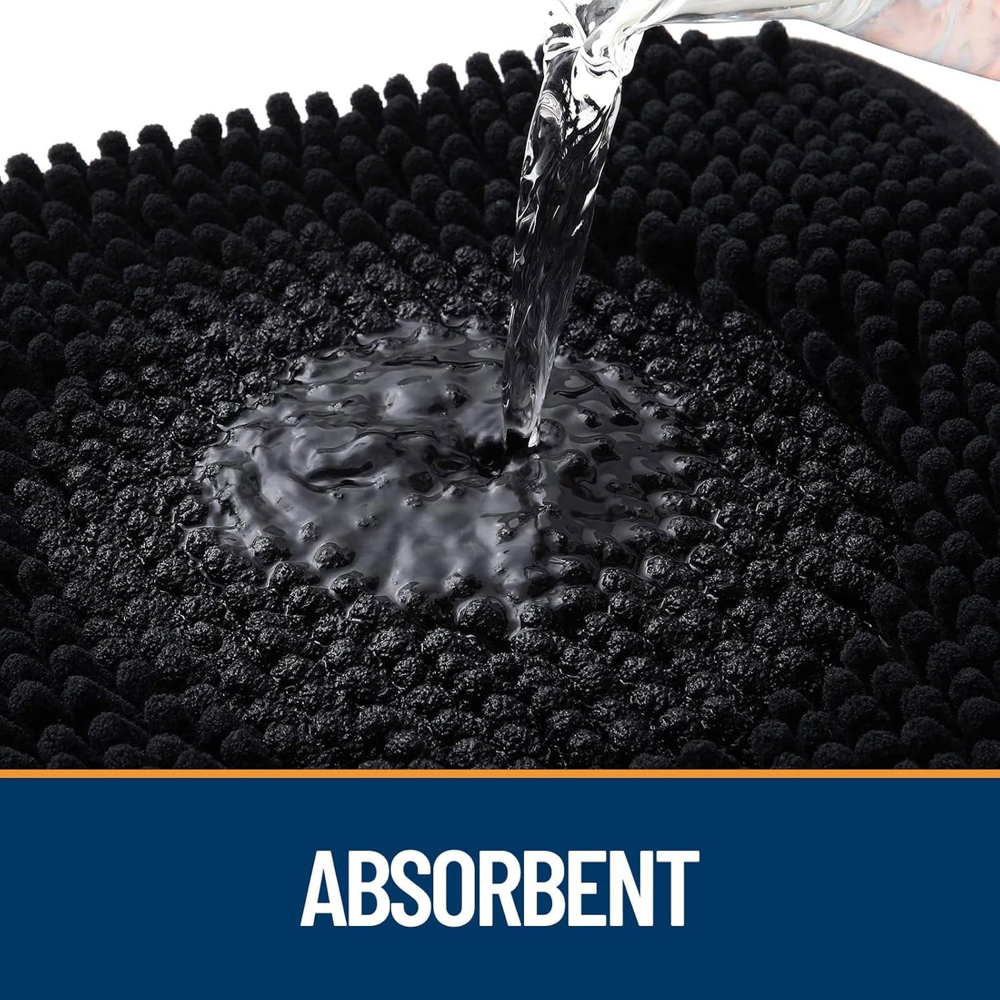 OLANLY Dog Door Mat for Muddy Paws 59x35, Absorbs Moisture and Dirt, Absorbent Non-Slip Washable Doormat, Quick Dry Chenille Mud Mat for Dogs, Entry Indoor Entryway Carpet for Inside Floor, Black