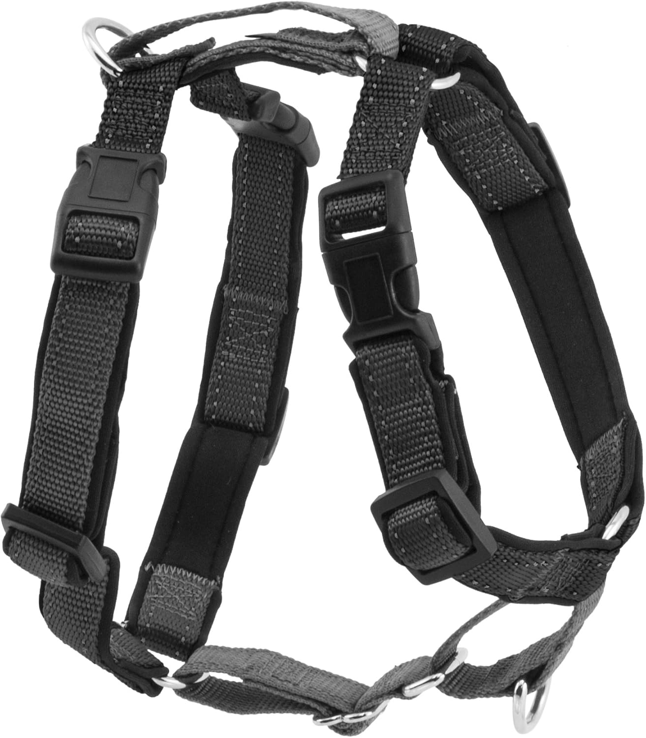 PetSafe 3 in 1 Dog Harness - No Pull Solution for Dogs - Reflective Dog Harness - Front D-Ring Clip Helps Stop Pulling - Comfortable Padded Straps - Top Handle Enhances Control - Black - Small