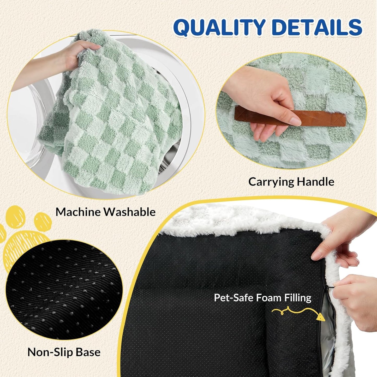 Cat Bed Cat Couch for Puppy and Kitten, Fluffy Pet Sofas Medium Dog Sofa Bed, Supportive Cats Sofa for Indoor Cats, Washable Cover & Non-Slip, 32 inch, Green