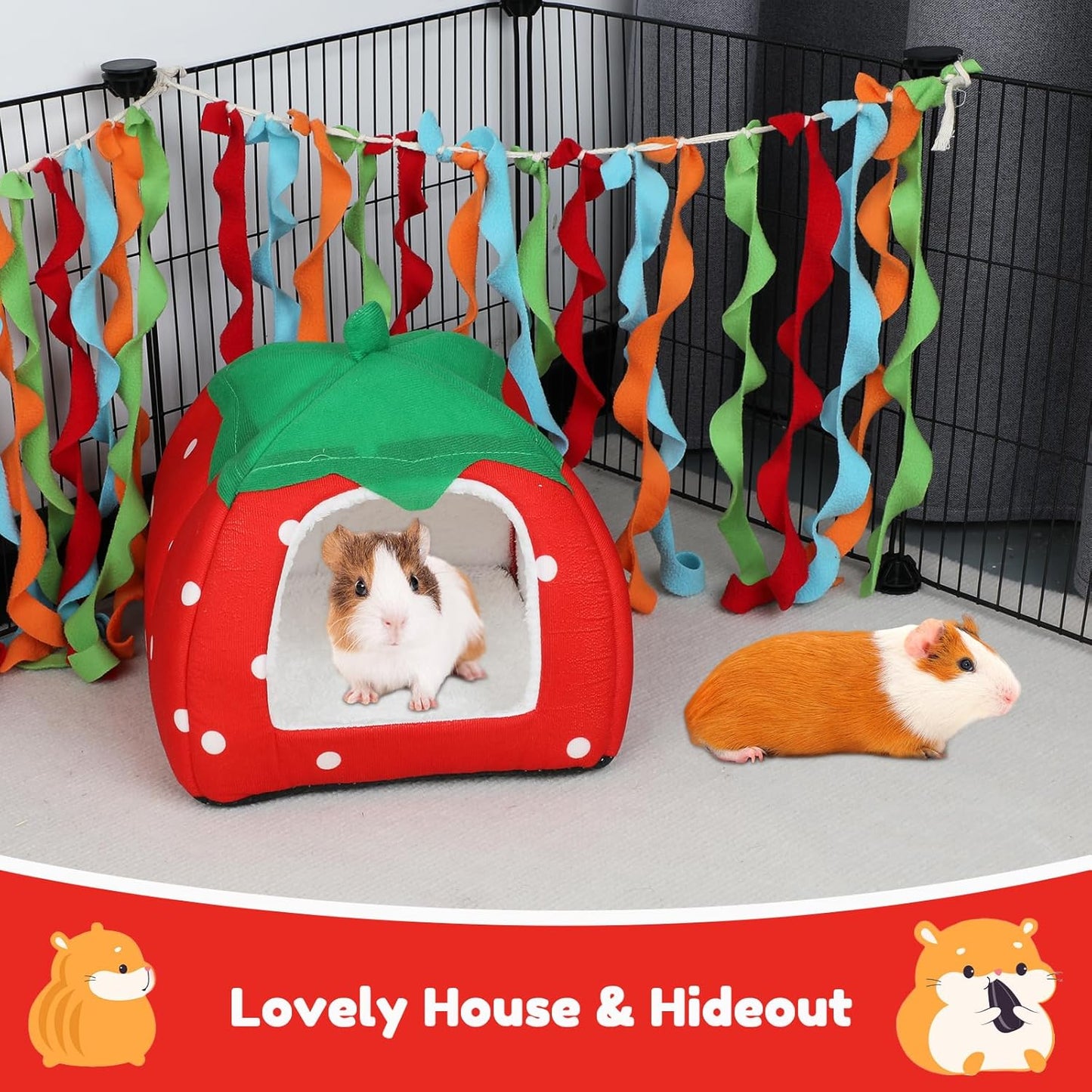 BWOGUE Guinea Pig House Bed Cozy Hamster Cave Large Hideout for Dwarf Rabbits Hedgehog Bearded Dragon Winter Nest Hamster Cage Accessories