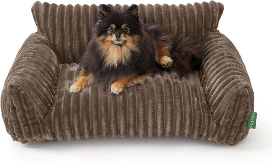 Cute Couch Bed for Pets, Supportive Cat Sofa for Indoor Cats, Small Dog Sofa Bed for Small Dogs, Brown, 24 inches