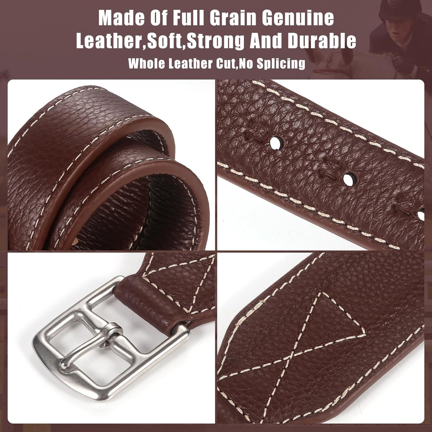 Jeereal Stability Stirrup Leathers with Strong Nylon Core for Equestrian Riding Wide Body English Stirrup Leathers