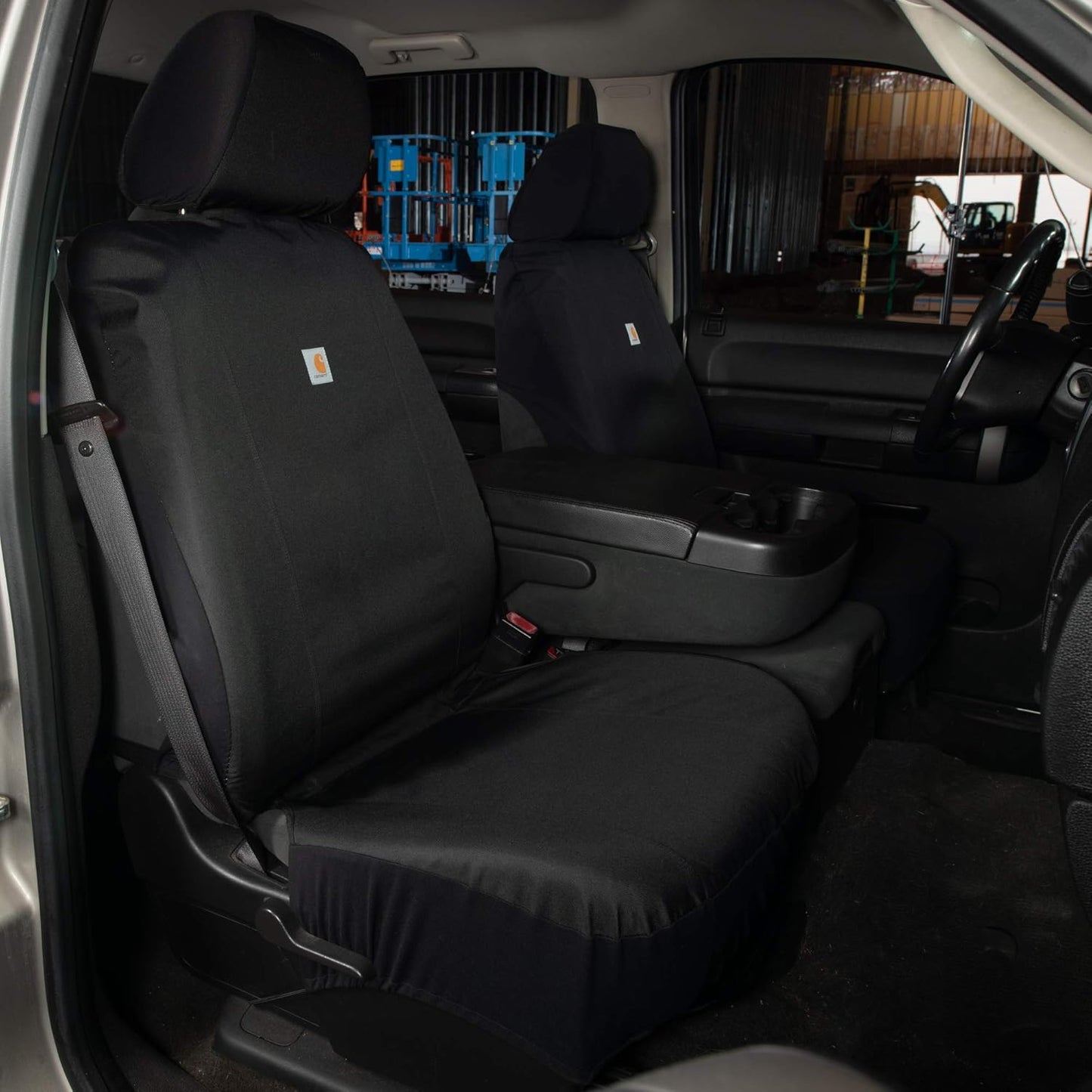 Carhartt Universal Nylon Duck Canvas Fitted Bucket Seat Cover, Durable Seat Protection with Rain Defender, Single, Black