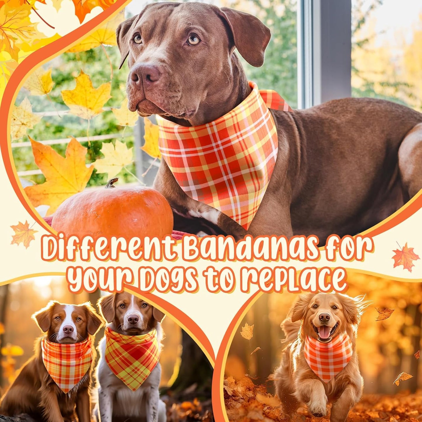 Abbylike 50 Pcs Fall Plaid Dog Bandanas Bulk Thanksgiving Bandanas for Dogs Triangle Kerchief Bibs Scarf for Pets Autumn Costume Photo Props Accessories Pet Shops, 25 Styles (31.5 x 21.7 x 21.7)