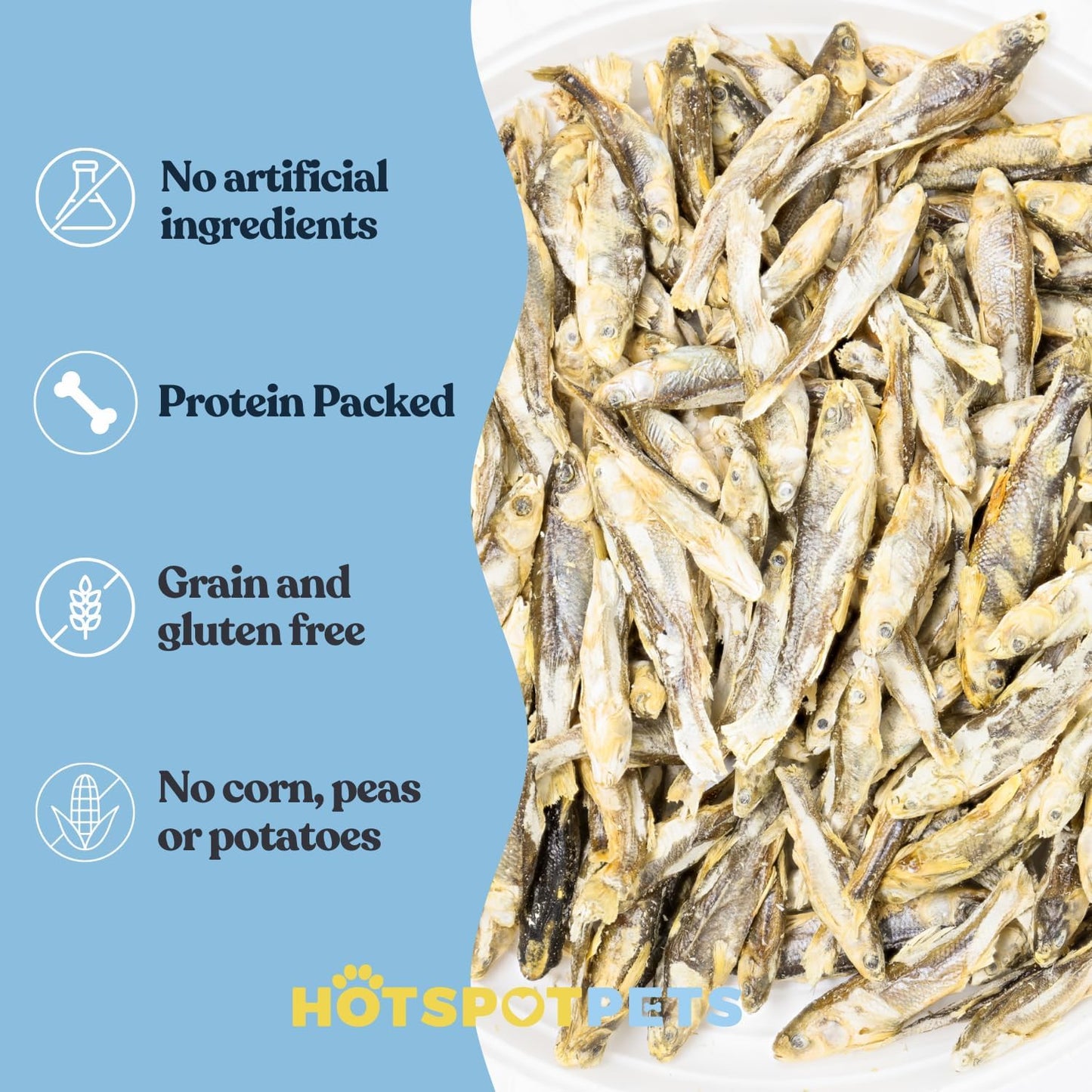 hotspot pets Freeze Dried Minnows Treats for Cats & Dogs (1 Pound Bag Over 1800 PCS!) (Made in USA) All Natural, High Protein, Rich in Omega-3s, Grain-Free,Perfect for Training, Topper or Snack