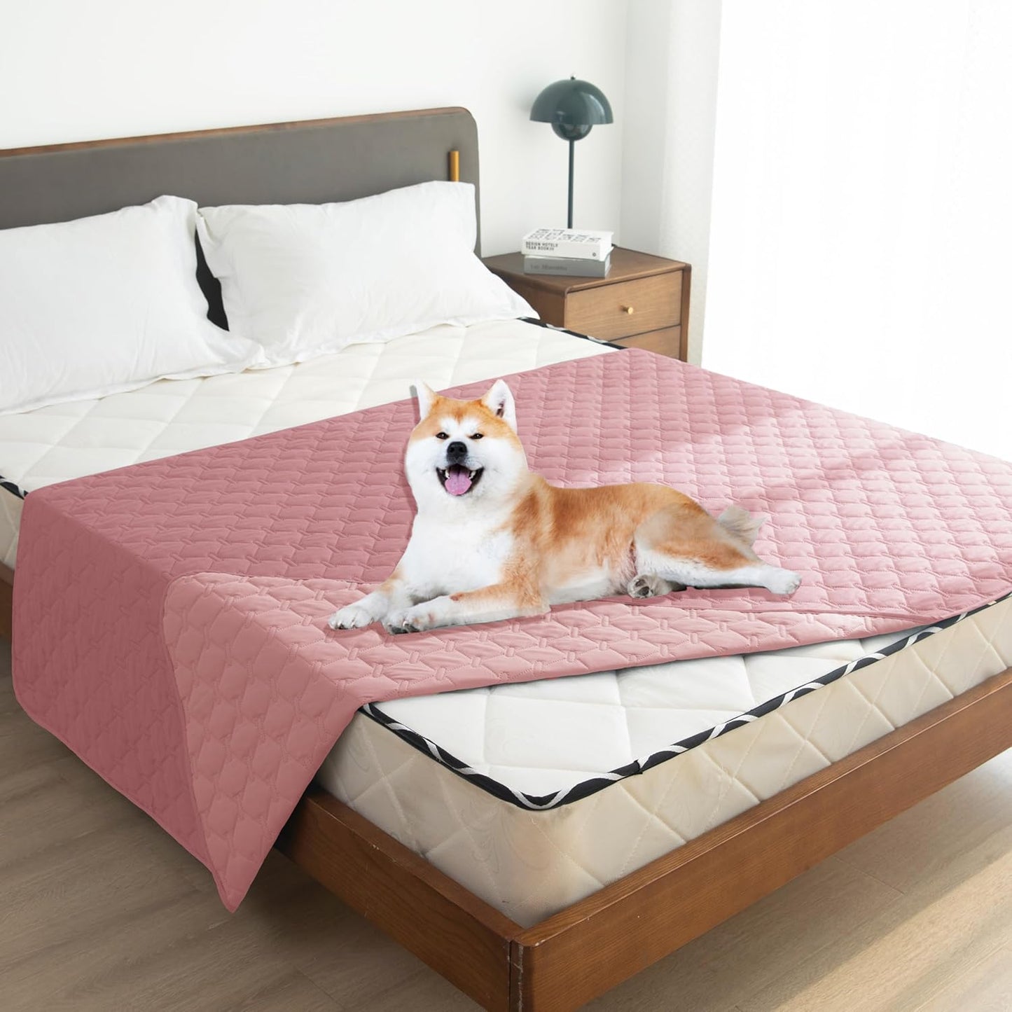 gogobunny 3X Stronger Waterproof Pet Blanket, Scratch Proof Furniture Protector for Dogs Cats, Reversible Cover 82x82 Inch, Dark Pink/Light Pink