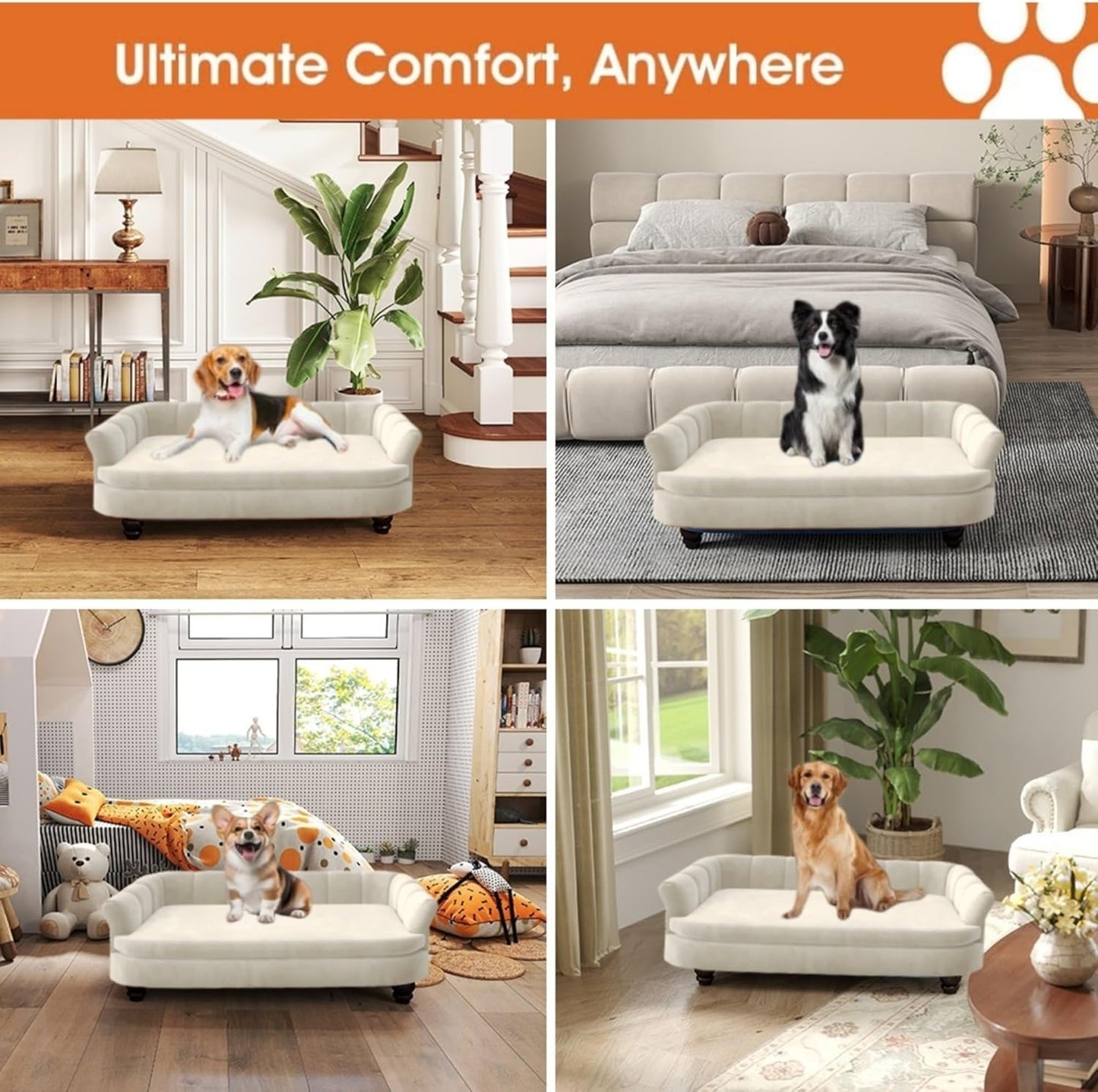 Dog Couch Sofa Bed, Comfortable Pet Sofa for Large and Medium Dogs, Soft Velvet Cushion, Durable Dog Furniture for Living Room