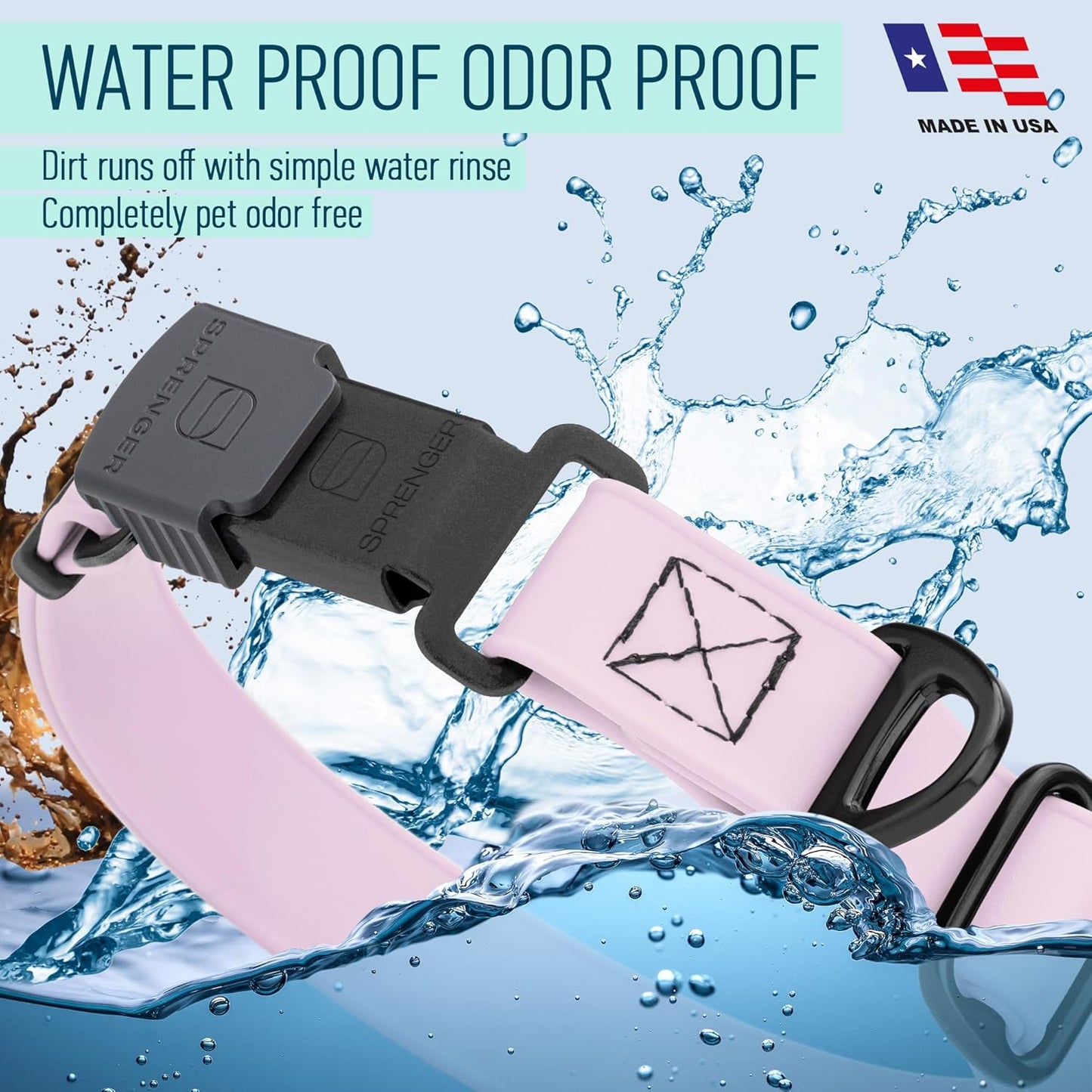 Dogline Biothane Waterproof Dog Collar with Herm Sprenger Black Stainless Steel Quick Release Buckle – Heavy Duty Tactical Durable Collar for Dogs – Comfortable and Safe Pet Collar, W 3/4" L 12-19"