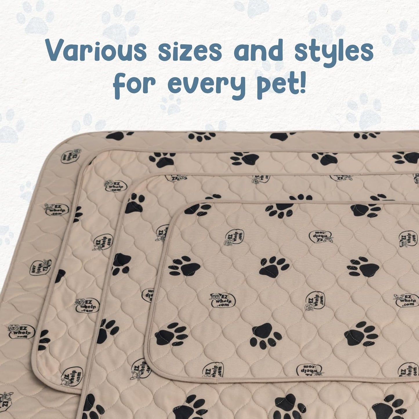 EZwhelp Reusable Dog Pee Pads, Washable Waterproof Mats for Potty Training or Whelping Pads, Puppy Pad with Rounded Corners, 27.5x29.5 Inch, 2 Pack