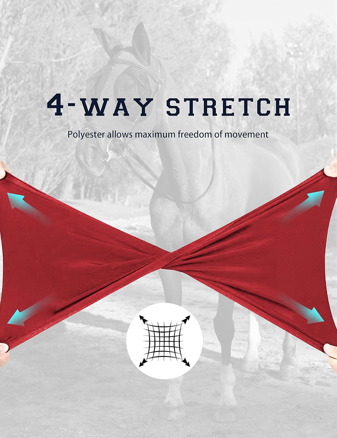 Horse Fly Mask with Ears, UV Protection Mask for Horses, Elasticity Mask with Big Mesh Eye Covers, Snug Fitting Comfortable Breathable Lightweight Rose Red Full Size