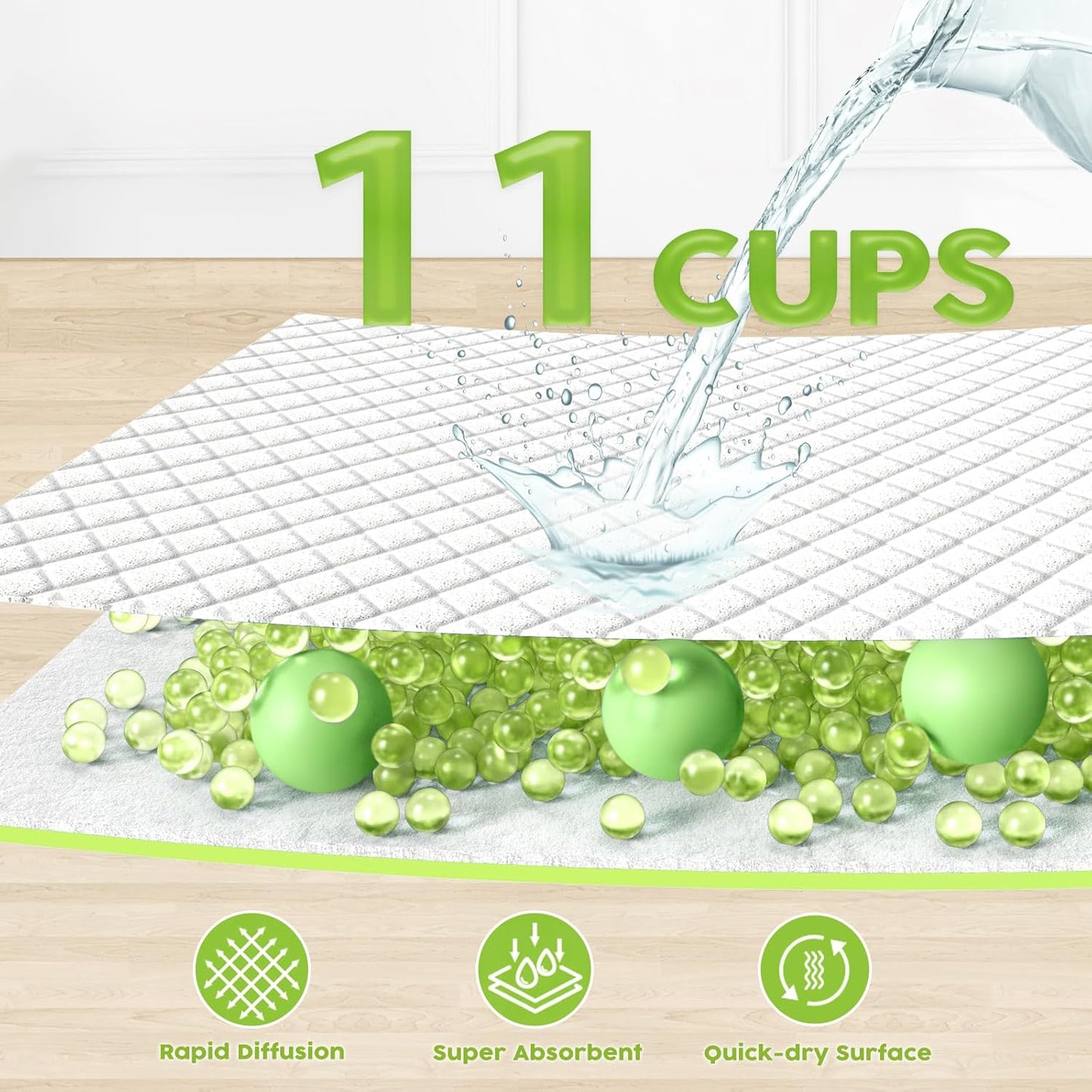 CROCI Dog Pads Extra Large 36x36in Daisy Pattern, Puppy Pads with Adhesive Tabs Super Absorbent Up to 11 Cups, Disposable (30 Counts)