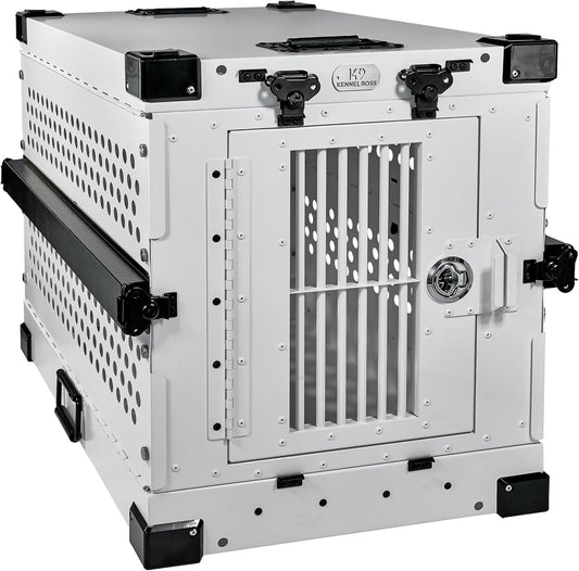 Heavy Duty Fully Collapsible Powder-Coated Aluminum Dog Crate - Small (White)