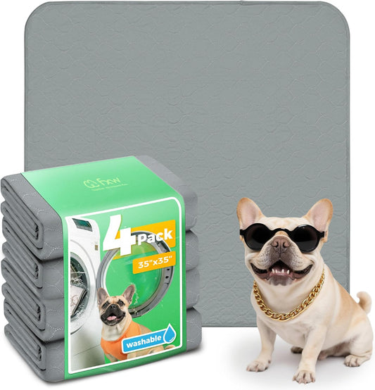 FXW Washable Pee Pads for Dogs, Puppy Pads with Super Absorbent, Specifically Designed for Potty Training, 35" Square, Gray, 4 Packs