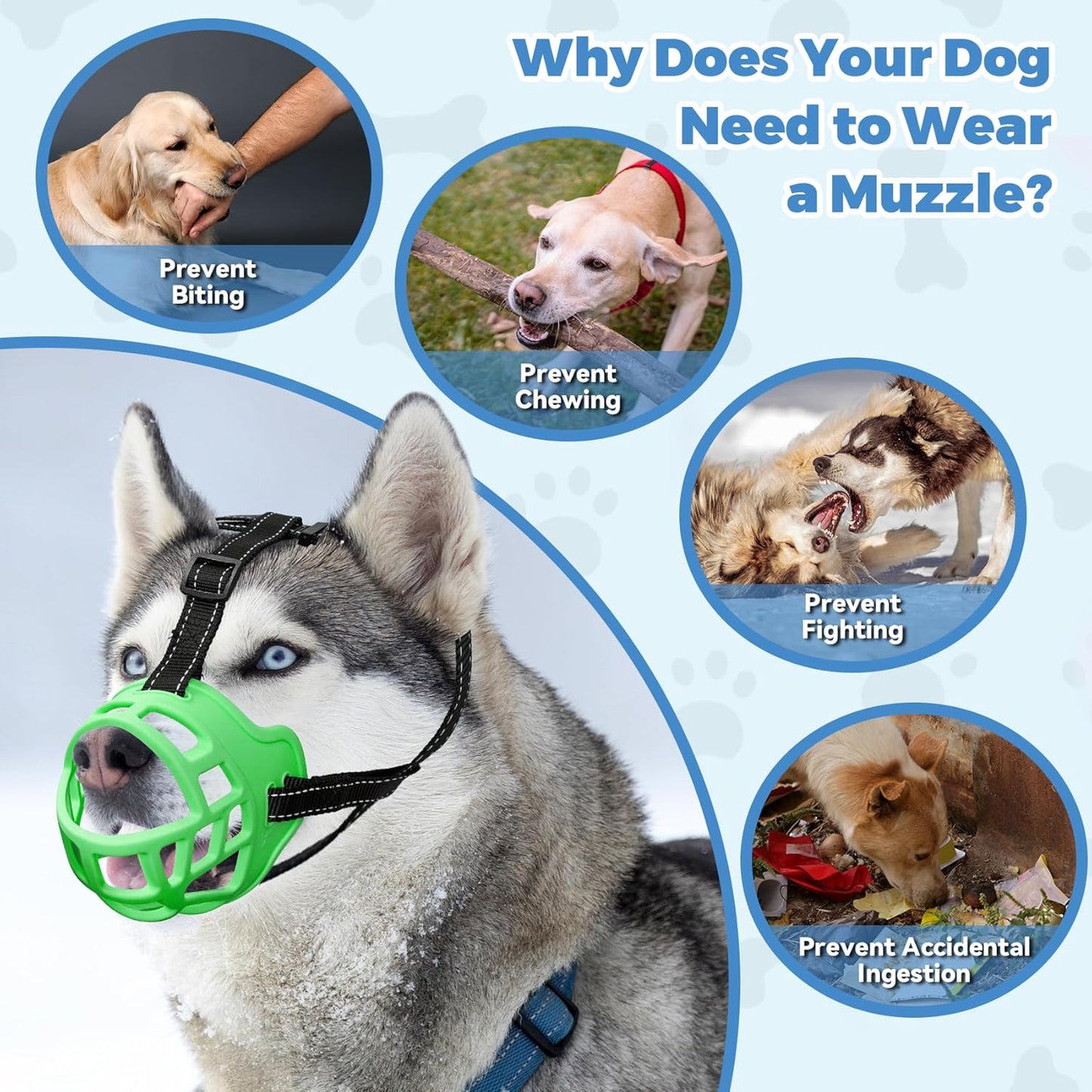 Dog Muzzle for Large Dogs, Breathable Basket Muzzles for Small, Medium and X-Large Aggressive Dog, Allows Panting Drinking, Suitable for Grooming Trimming Training (2, Luminous Green)