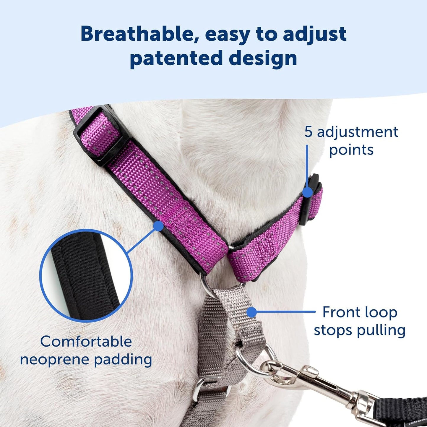 PetSafe 3 in 1 Dog Harness - No Pull Solution for Dogs - Reflective Dog Harness - Front D-Ring Clip Helps Stop Pulling - Comfortable Padded Straps - Top Handle Enhances Control - Black - Large