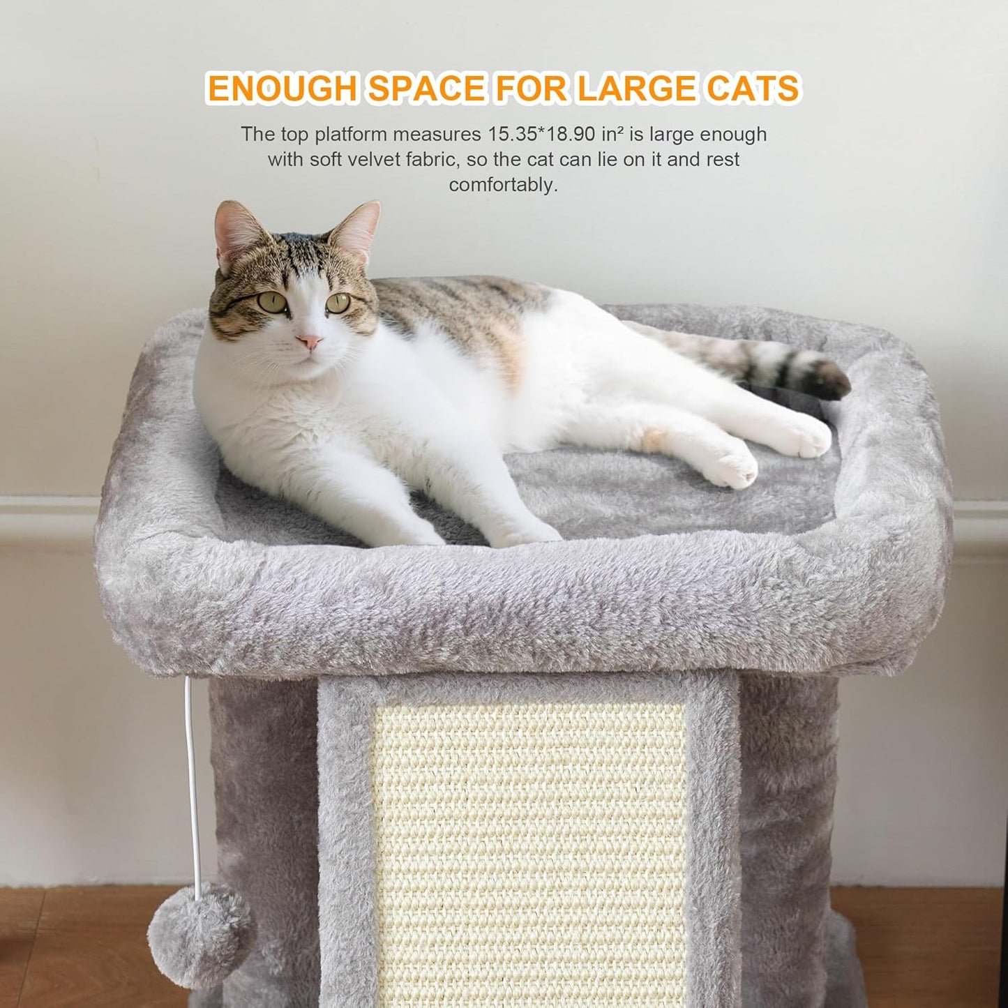 17.7-inch Small Cat Tree Tower with Scratching Post for Indoor Cats,Light Grey