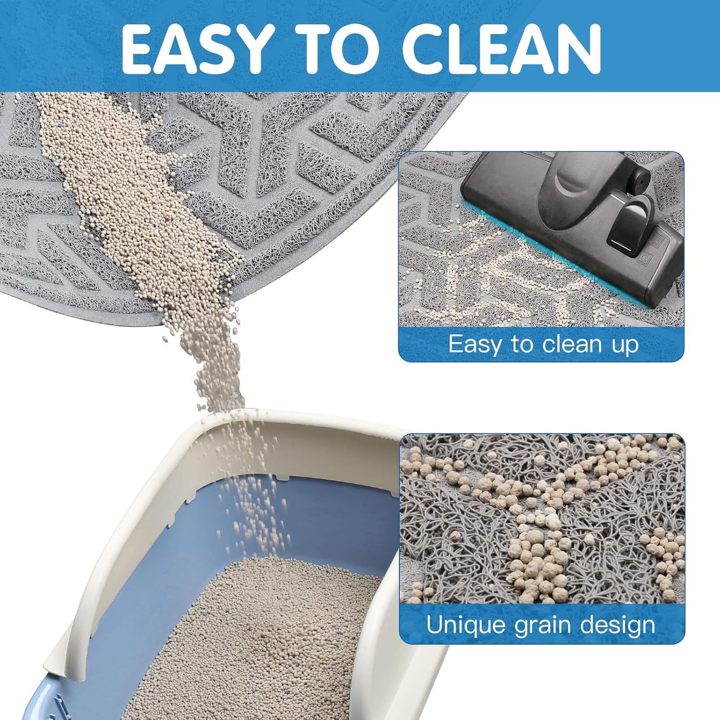 UPSKY Cat Litter Mat - Soft on Kitty Paws, Large Trapping Mat 35" x 24" for Scatter Control, Waterproof Extra Large Box Carpet