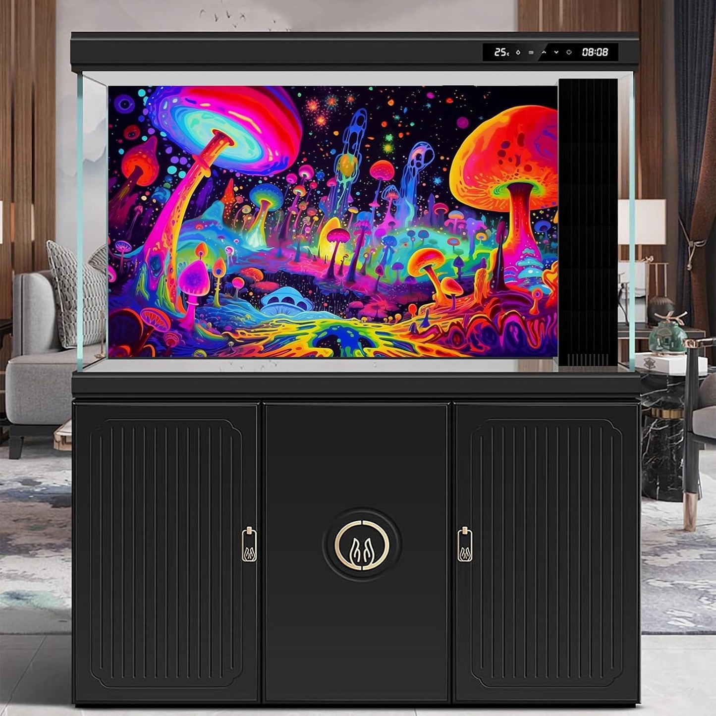 Fantasy Mushrooms Aquarium Background Abstract Mysterious Mushroom Landscape Terrarium Background Amazing Rainbow Mushrooms Theme Fish Tank Backdrop Poster Wallpaper Decorations Vinyl 36x24in