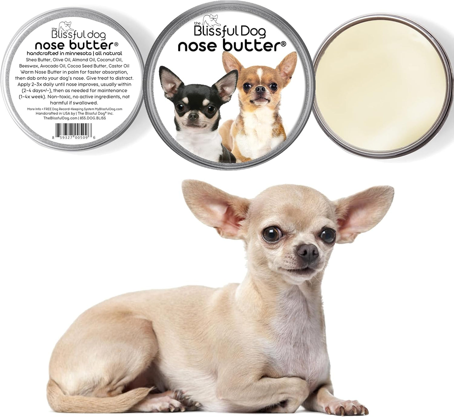 The Blissful Dog Short Coat Chihuahua Unscented Nose Butter - Dog Nose Butter, 16 Ounce