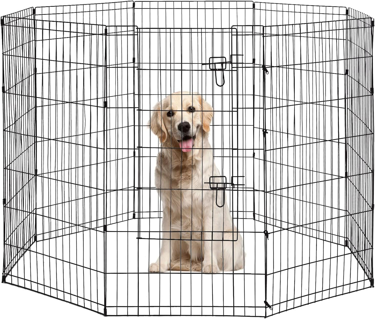 8-Panel Tall Dog Playpen Crate Fence Pet Kennel Play Pen Exercise Cage, 42-Inch, Black