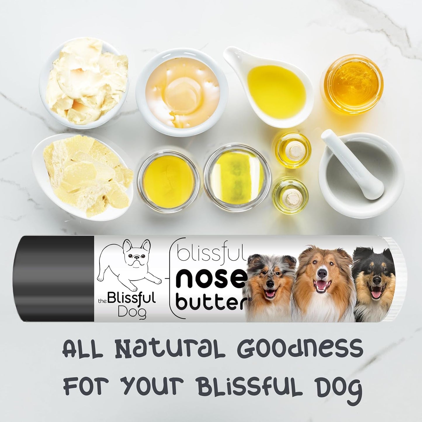 The Blissful Dog Collie Nose Butter for Dry, Cracked Skin, Lick-Safe Dog Nose Balm with Moisturizing Shea Butter, Almond, Olive, and Essential Oils, Pet Supplies, Uncented, 0.15 oz.