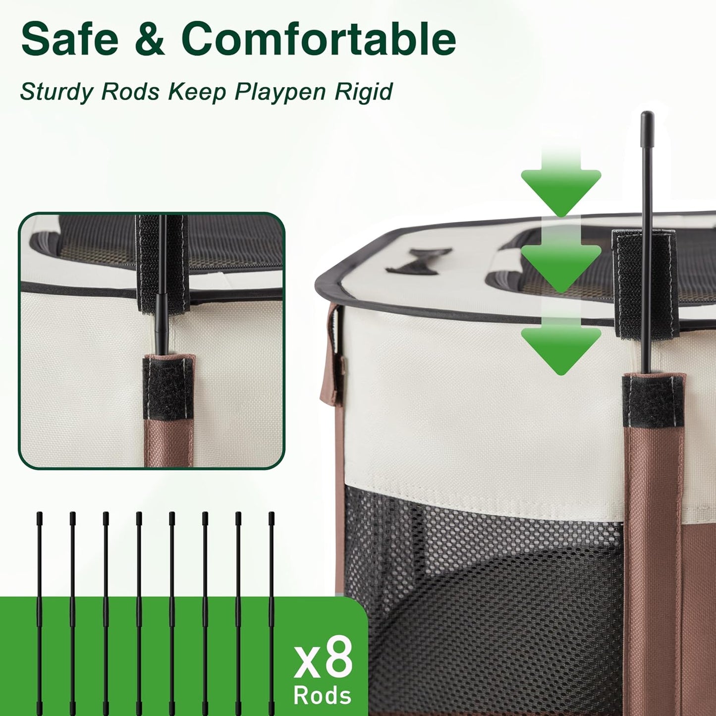 Love's cabin Pet Puppy Dog Playpen, Medium Dog Tent Crates Cage Indoor/Outdoor, Portable Exercise Playpen for Cat, Foldable Pop Up Dog Kennel Playpen with Carring Case (M, Brown)