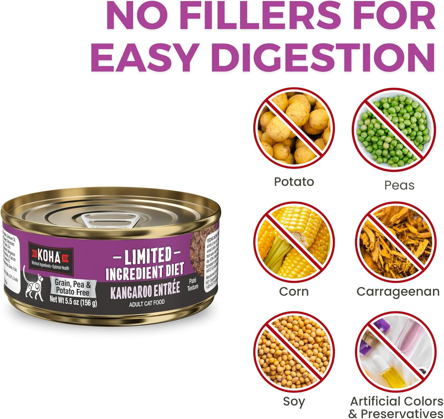 KOHA Limited Ingredient Diet Kangaroo Pate for Cats - Single Meat Cat Food for Sensitive Stomachs - Pate Kangaroo Cat Food with No Fillers - 5.5 oz Pack of 24