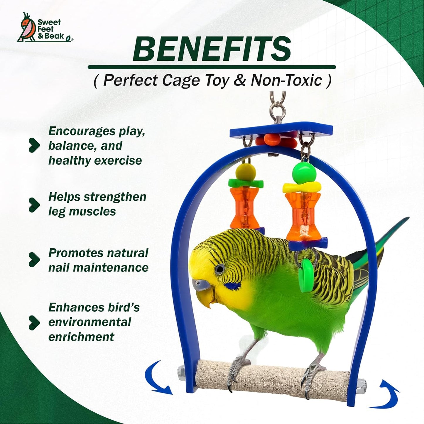 Small Whirly Bird - Perfect Cage Toy Stimulates Visual and Physical Activity - Safe, Non-Toxic, Cage Accessories for Small Birds
