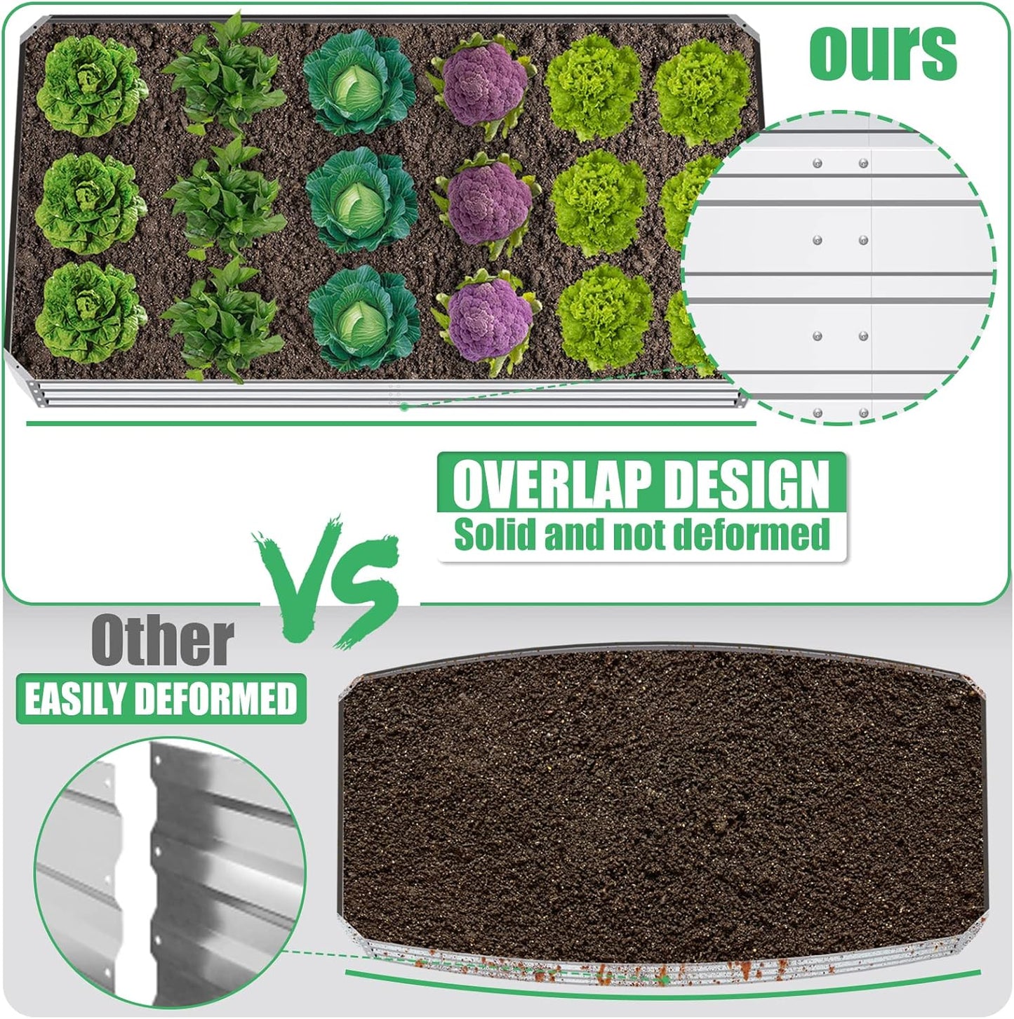 SnugNiture Galvanized Raised Garden Bed 6x3x2FT Outdoor Large Metal Planter Box Steel Kit for Planting Vegetables, Flowers