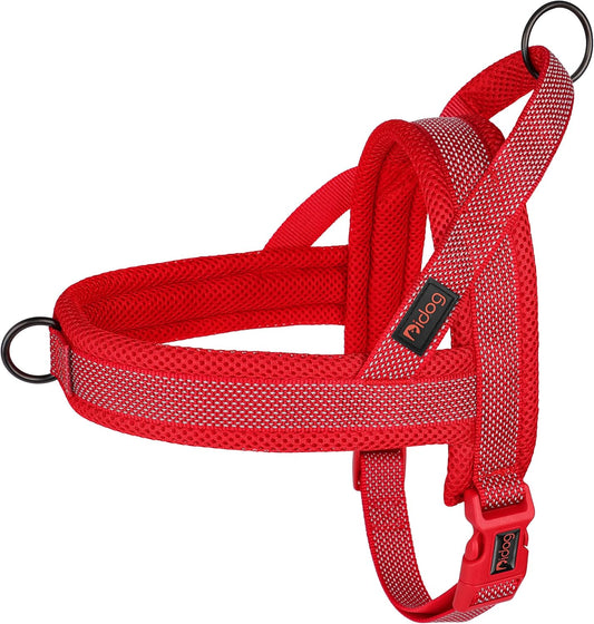 Didog No Pull Dog Harness with Breathable Mesh Padded, Full Reflective & Quick Fit Adjustable Vest Harness, Easy for Training Walking for Small & Medium and Large Dogs (Red, L:Chest 26-32")