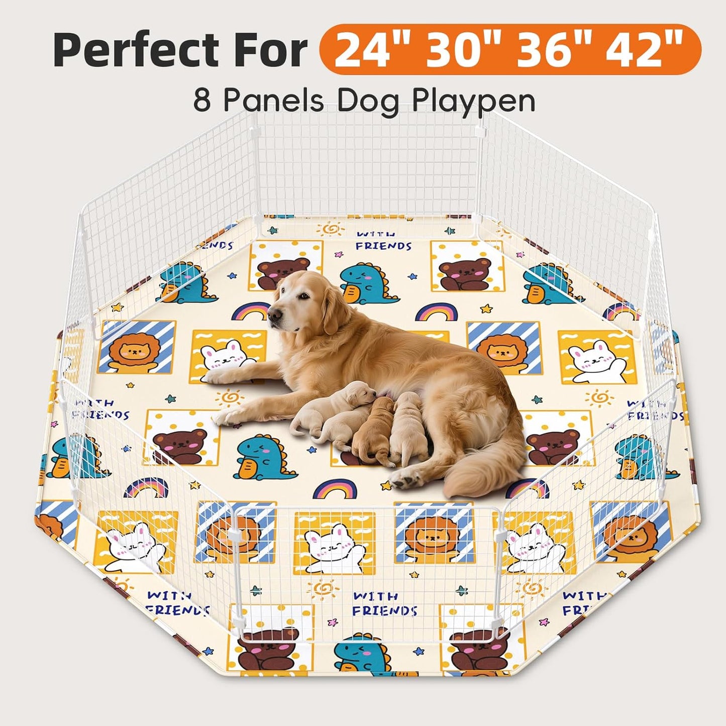 PJYuCien Washable Pee Pads for Dogs 2 Pack, 67" x 26" Octagonal Reusable Pee Pads for Dogs, Leak-Proof Pet Training Pads, Puppy Pads for Non-Slip, Designed for 24/30/36/42'' Width 8 Panels Pen