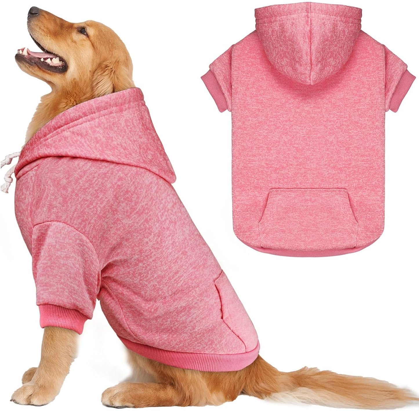 Dog Sweaters for Large Dogs Dog Hoodie Fleece Dog Sweater Soft Dog Clothes Sweatshirt with Pocket Dog Hoodie for Large Dogs(Pink&XXL)