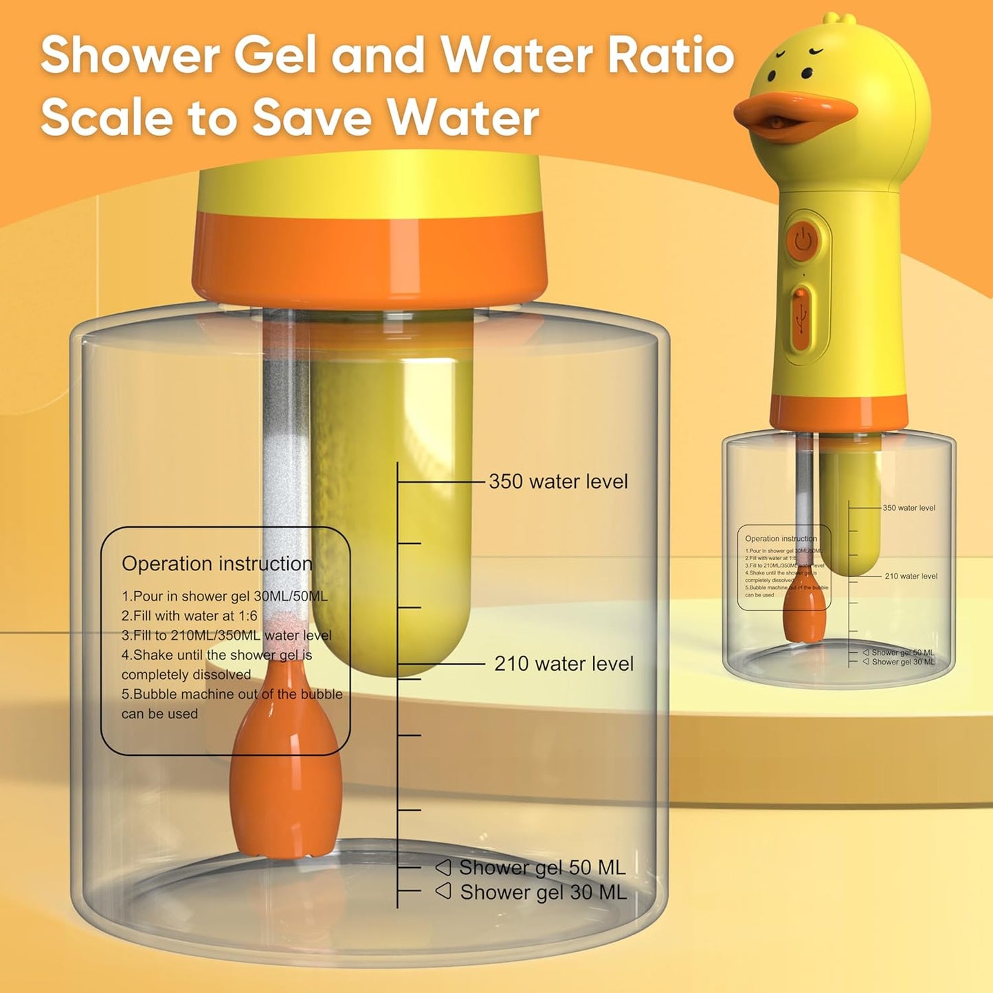 Electric Dog Shampoo Dispenser Dog Shampoo Sprayer Duck Shampoo Foamer for Pet, Foaming Soap Dispenser for Bathtub, Kitchen Sink Cleaning