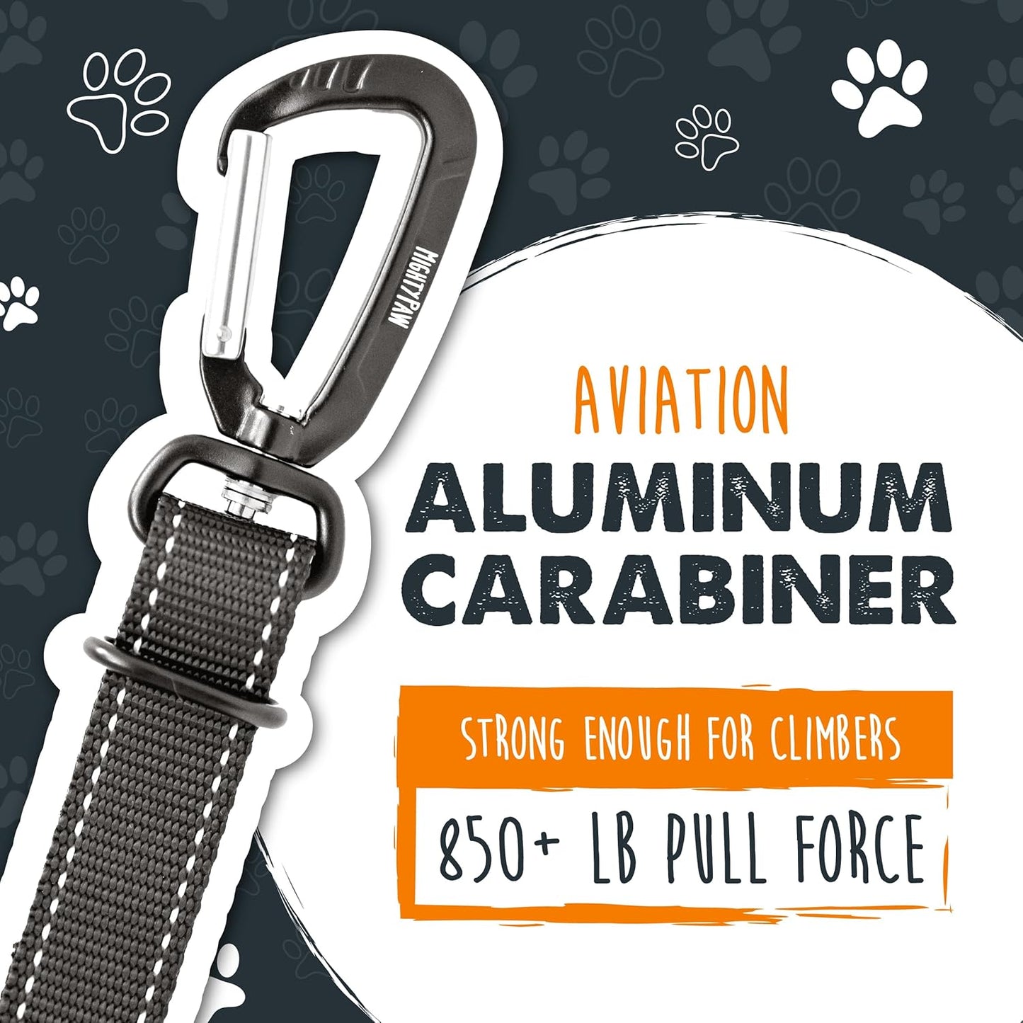 Mighty Paw Dog Seat Belt for Car - Safe Distraction Free Driving, Heavy-Duty Design with Aviation Grade Aluminum Carabiner, Adjustable Dog Seatbelt Harness for Small, Medium and Large Pets