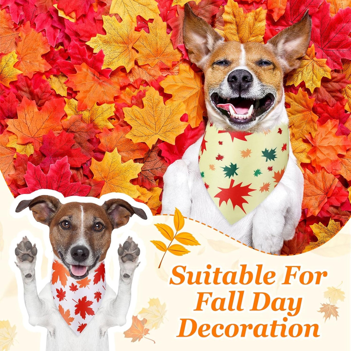 Abbylike 50 Pcs Fall Thanksgiving Dog Bandanas Bulk Maple Leaves Bandanas for Dogs Triangle Kerchief Bib Scarf for Pets Autumn Costume Photo Props Accessories Pet Shops, 25 Styles (31.5 x 21.7 x 21.7)