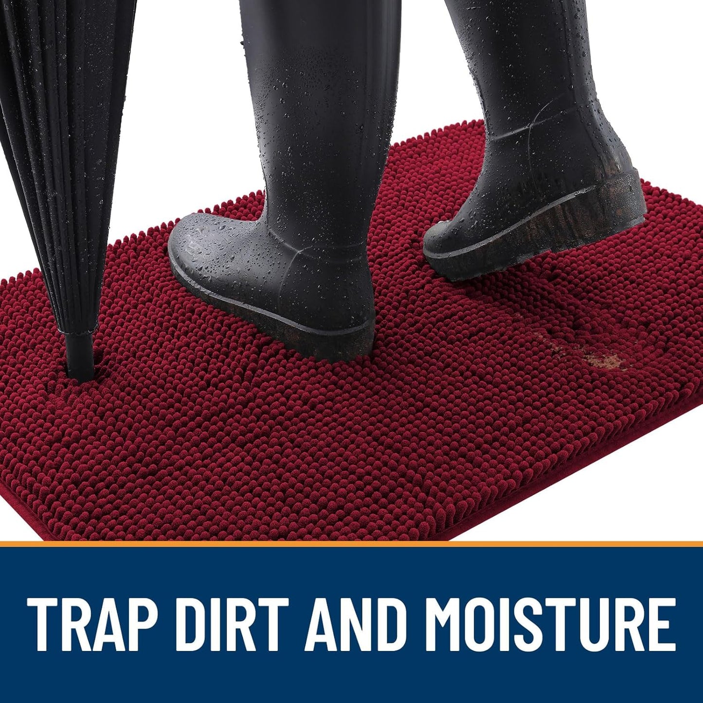 OLANLY Dog Door Mat for Muddy Paws 59x24, Absorbs Moisture and Dirt, Absorbent Non-Slip Washable Doormat, Quick Dry Chenille Mud Mat for Dogs, Entry Indoor Entryway Carpet for Inside Floor, Burgundy