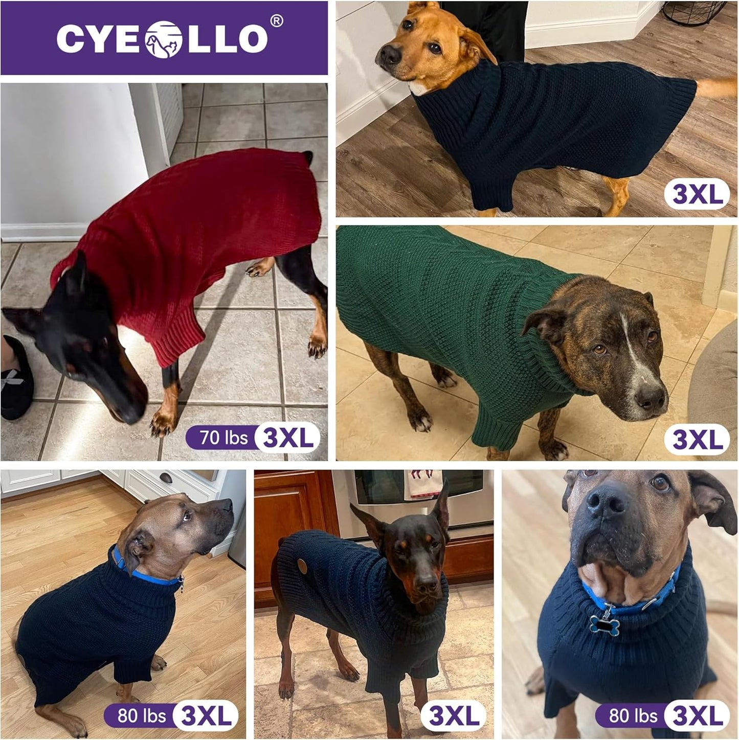 cyeollo 4XL Dog Sweater, Stretchy & Cozy Warm Dog Sweaters for Large Dogs Boy, Pullover Knit Fall Winter Sweatshirt Big Dogs Clothes, Doberman Great Dane Apparel, Red XXXXL