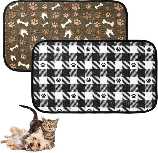 Dog Food Mats, Pet Bowl Mats, Super Absorbent and Dry, Prevents Spills, Non-Slip Design, Easy to Wash Machine Washable 14''x24'' (2 Pack)