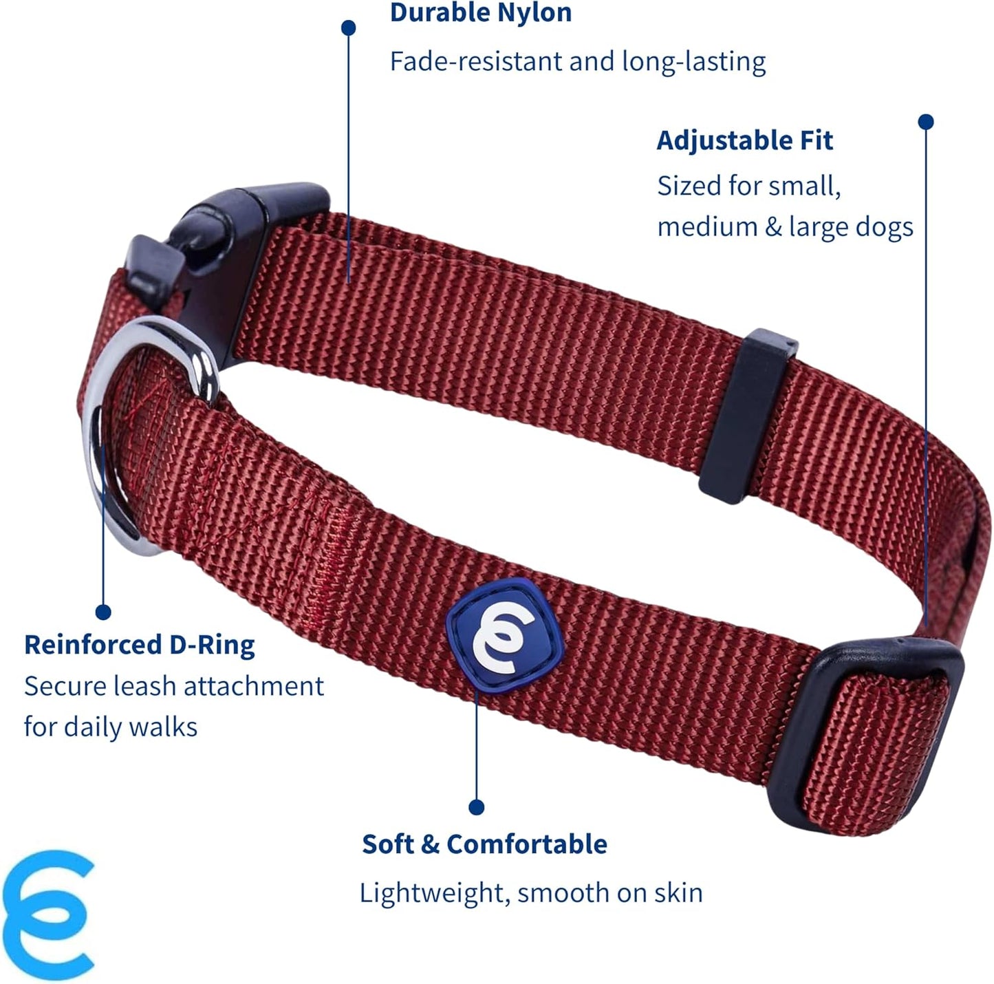 Blueberry Pet Essentials Small Dog Collar | Fired Brick Nylon Dog Collar with Quick Release | Girl & Female Dog Collars for Fall