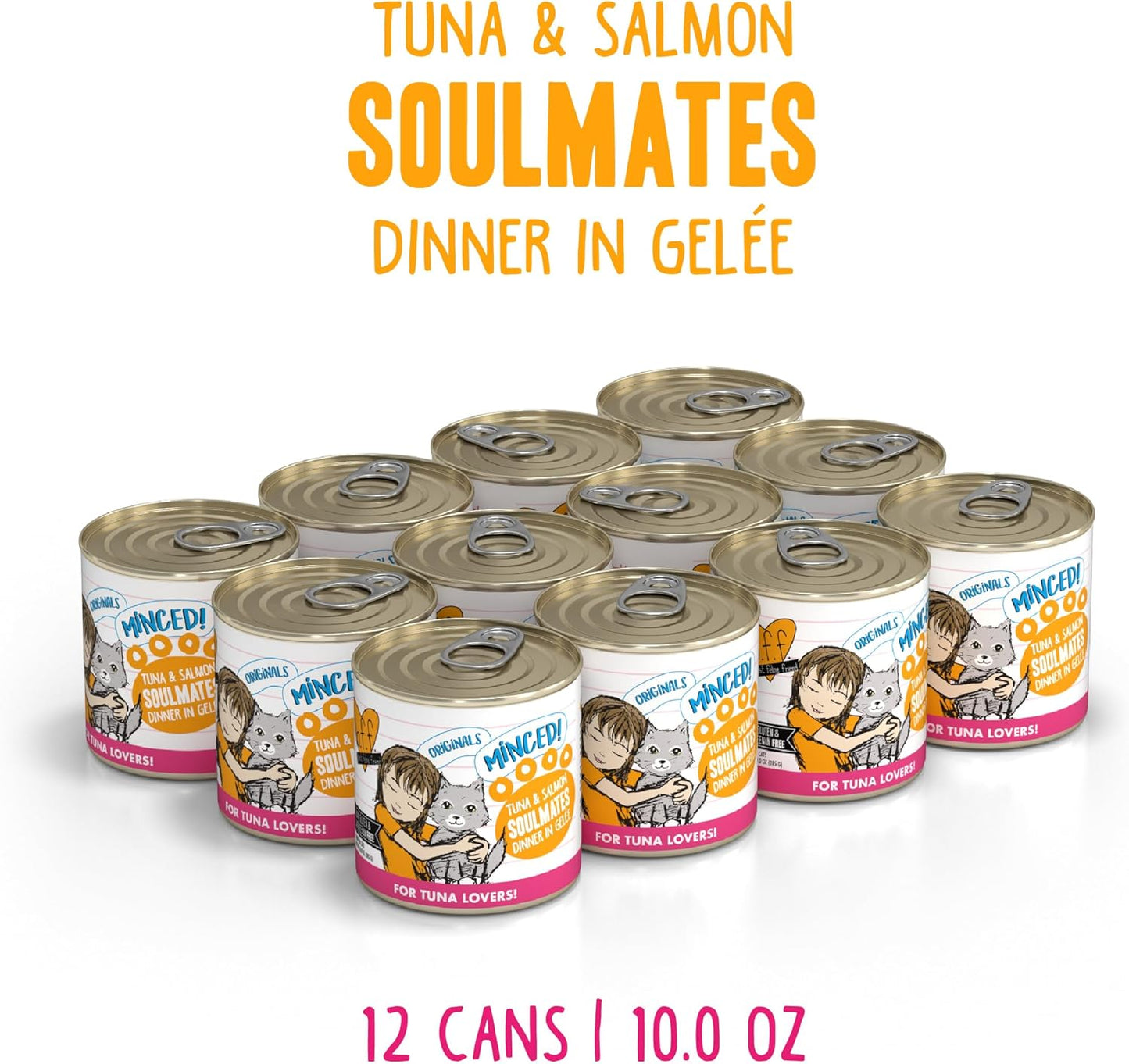 Weruva BFF Minced Natural Wet Cat Food, Tuna and Salmon Soulmates in Gelee, 10oz Can, Pack of 12