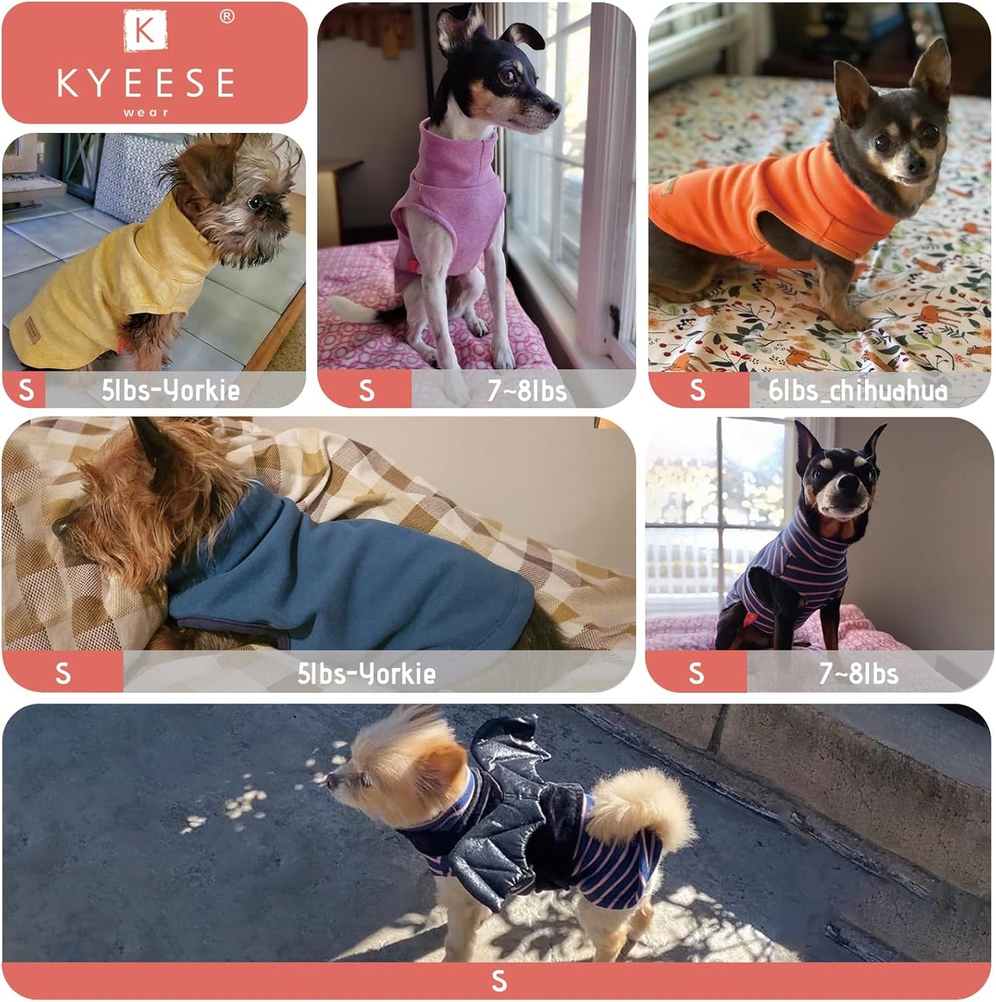 KYEESE 2Pack Dog Sweater Turtleneck Pets Coats Warm Stretchy Pet Sweatshirt Pullover Small Pet Sweaters Soft Dogs Clothes Dog Sweaters for Small Dogs Girl