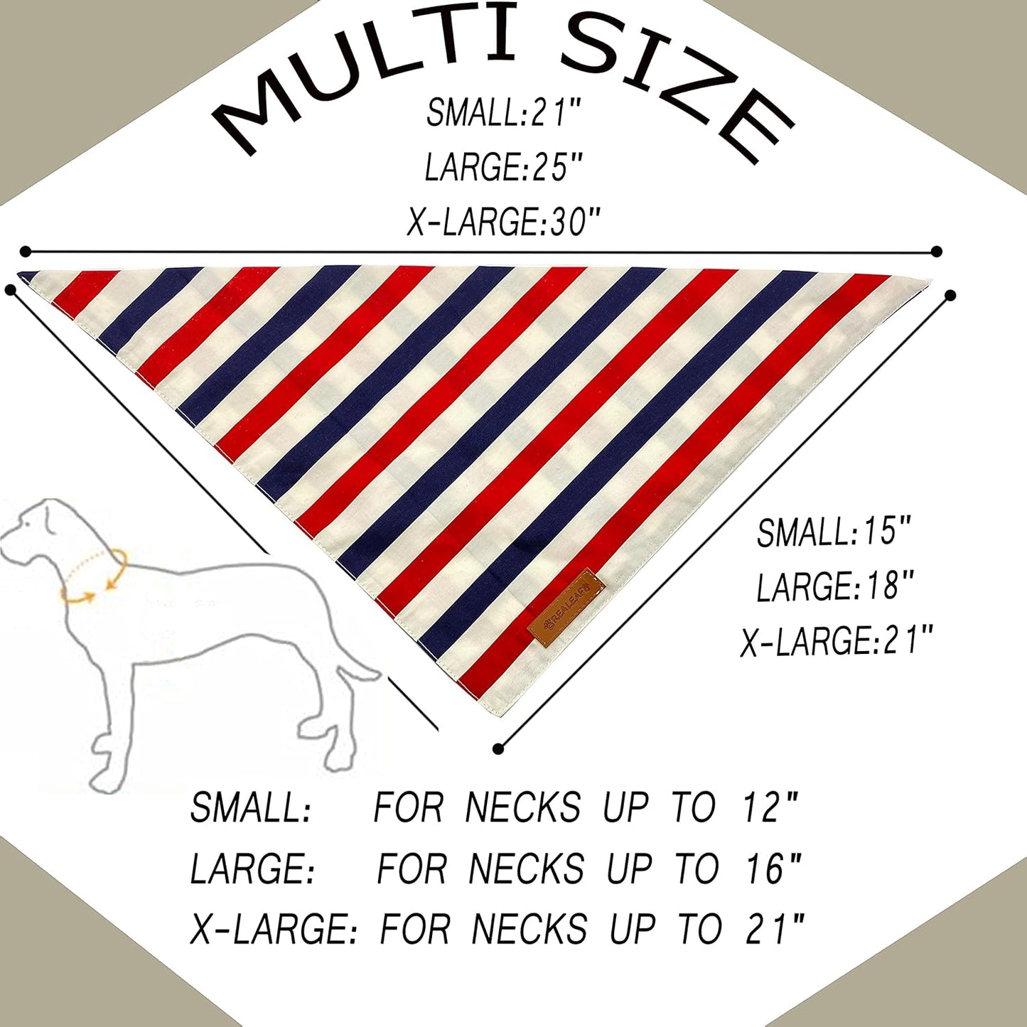 Realeaf 4th of July Dog Bandanas 2 Pack, Reversible American Flag Pet Scarf for Boy and Girl, Premium Durable Fabric, Patriotic Bandana for Medium and Large Dogs (Large)